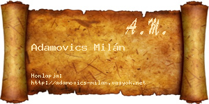 Adamovics Milán névjegykártya